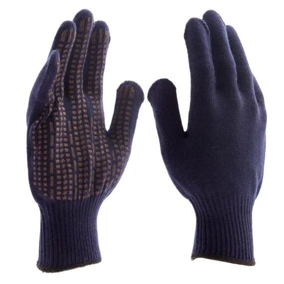 Перчатки трикотажные, акрил, ПВХ гель, "Протектор", синий, оверлок Сибртех