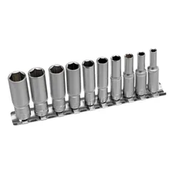 Набор удлиненных торцевых головок 1/4, шестигранные, CrV, 10 шт, 4-13 мм Stels