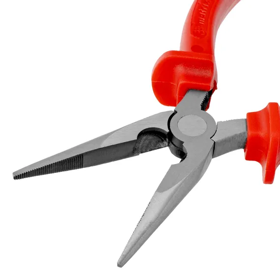 Длинногубцы прямые Econom, 180 мм, шлифованные, пластмассовые рукоятки Matrix