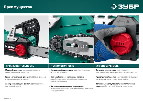 Электрическая цепная пила, ЗУБР 2400 Вт, 40 см шина, (ПЦ-2440)