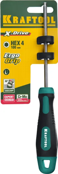 KRAFTOOL Х-Drive, Hex4 x 100, отвертка (250075-4-100)