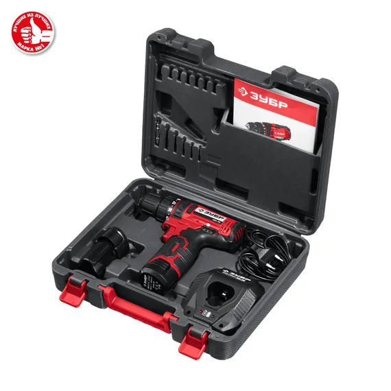 Дрель-шуруповерт, ЗУБР С1-12, 12 В, 30 Н·м, 2 АКБ (2 А·ч), кейс (ДШЛ-125-22)