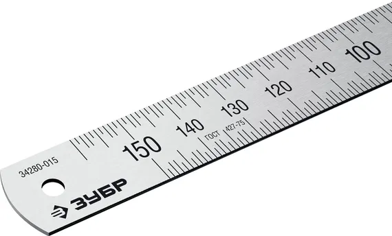 ЗУБР Про-15, длина 0.15 м, усиленная нержавеющая линейка, Профессионал (34280-015)