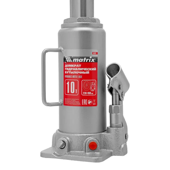 Домкрат гидравлический бутылочный, 10 т, высота подъема 230-460 мм Matrix