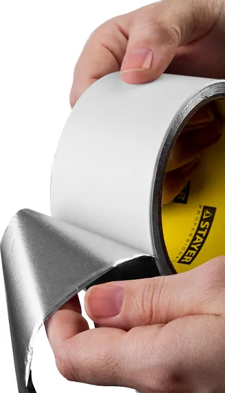 STAYER ProTape, 75 мм, 50 м, до 120 °С, самоклеящаяся алюминиевая лента, Professional (12268-75-50)