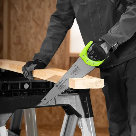 Ножовка по дереву"Зубец" для точных пильных работ, 350 мм, каленый зуб 2D, 14 TPI, двухкомпонентная рукоятка Сибртех