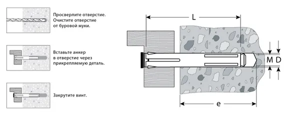 ЗУБР 10 х 202 мм, 25 шт, рамный анкер (302232-10-202)