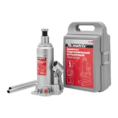 Домкрат гидравлический бутылочный, 5 т, высота подъема 216-413 мм, в пластиковый кейсе Matrix
