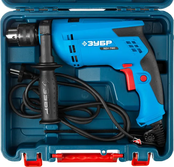 Ударная дрель в кейсе, ЗУБР 780 Вт, 13 мм, Профессионал (ЗДУ-780 ЭРМК2)