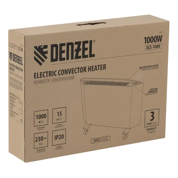 Конвектор электрический XCE-1000, 230 В, 1000 Вт, X-образный нагреватель Denzel