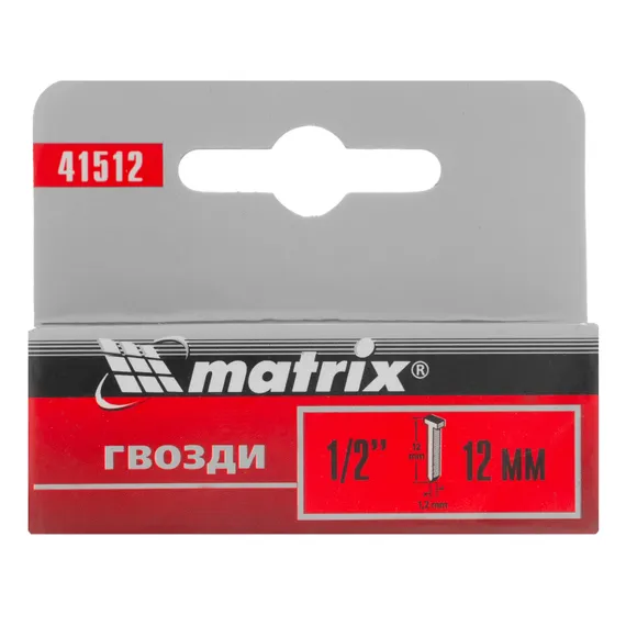 Гвозди, 12 мм, для мебельного степлера, со шляпкой, тип 300, 1000 шт Matrix