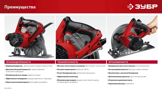Пила циркулярная (дисковая) ЗУБР d 210 мм 2000 Вт (ПД-75)