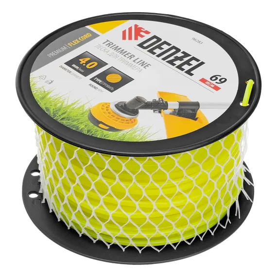 Леска для триммера круглая, 4,0мм х 69м, на DIN катушке FLEX CORD,  Denzel