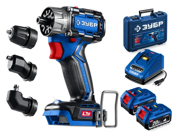 Бесщеточная модульная дрель-шуруповерт, ЗУБР КОМПАКТ Комби #3, 20 В, 50 Н·м, 2 АКБ LMS (4 А·ч), кейс, ПРОФЕССИОНАЛ (DB-50-42-H3)