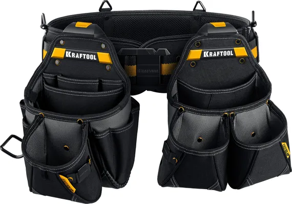 KRAFTOOL KBS-3L пояс монтажника, в комплекте: пояс монтажника и 2 большие сумки (38761)