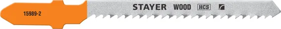 STAYER T119BO, 2 шт, 50 мм / 2 мм, T-хвост., HCS сталь, фигурный рез дерева/фанеры/ДСП, полотна для лобзика, Professional (15989-2)
