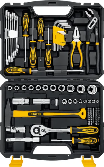 STAYER UNIVERSAL 83, 83 предм., (1/2″+ 1/4″), универсальный набор инструмента, Professional (27710-H83)