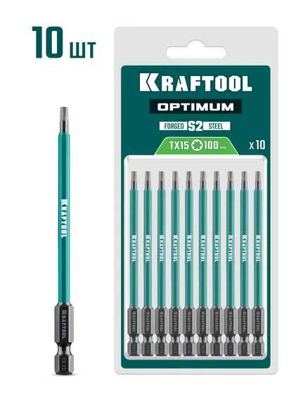 KRAFTOOL OPTIMUM TX 15, 100 мм, 10 шт, биты (26126-15-100-S10)