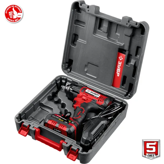 Гайковерт ударный, ЗУБР С1-18, 18 В, 400 Н·м, 1 АКБ (4 А·ч), кейс (ГУЛ-410-41)