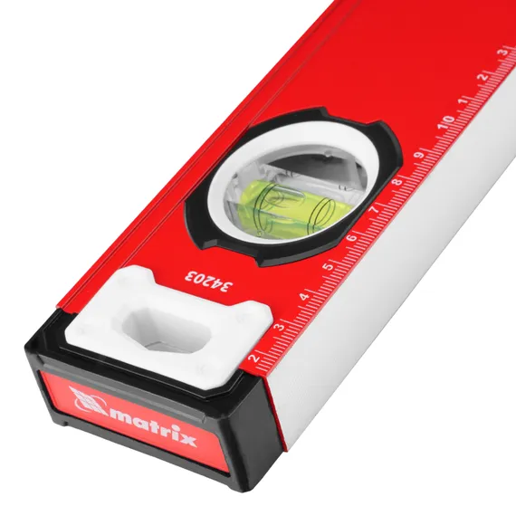 Уровень алюминиевый, фрезерованный, 3 глазка, рукоятки, 1000 мм Matrix