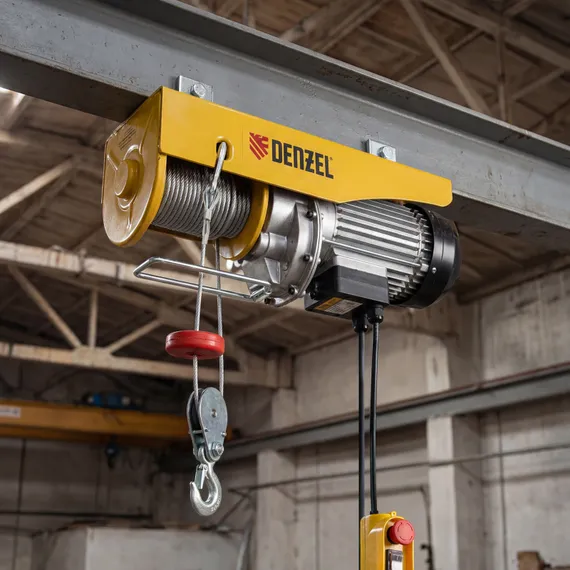 Тельфер электрический TF-800, 0.8 т, 1300 Вт, высота 12 м, 8 м/мин Denzel