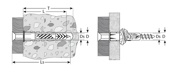 ЗУБР 12 х 71 мм, 3 шт, без бортика, универсальный дюбель с шурупом (4-301196-12-071)