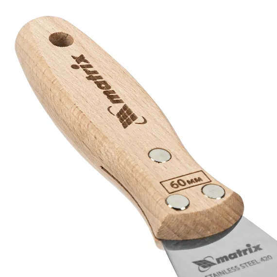 Шпательная лопатка из нержавеющей стали, 60 мм, буковая рукоятка, EFP Matrix