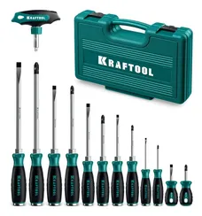 KRAFTOOL IMPACT 13 шт, сквозной стержень Cr-Mo, набор ударных отверток (25035)