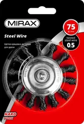 MIRAX 75 / 6 мм, жгутированная стальная проволока 0.5 мм, щетка дисковая для дрели (35146-075)