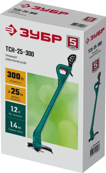 ЗУБР 300 Вт, ш/с 25 см, сетевой триммер (ТСН-25-300)