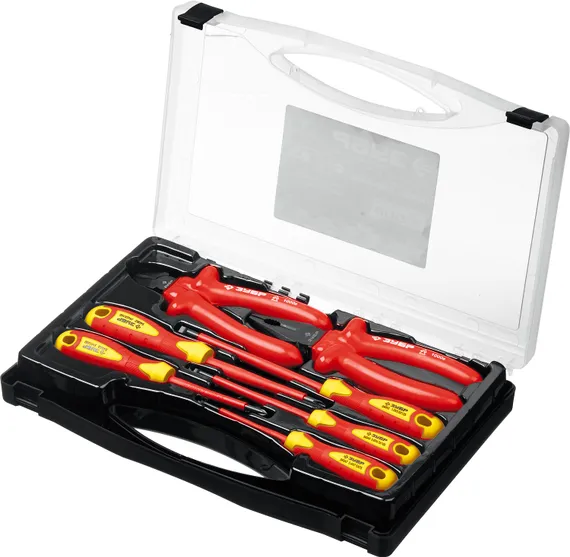 ЗУБР 7 предм., набор диэлектрического губцевого инструмента, Профессионал (2214-H7)