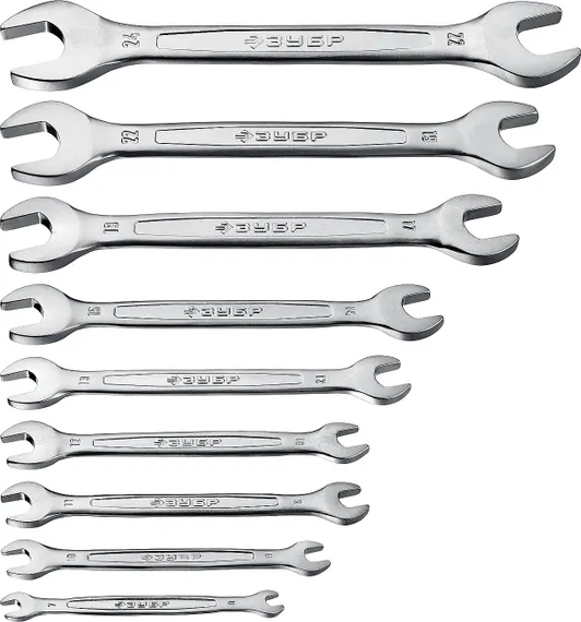 ЗУБР 8 шт, 6 - 24 мм, набор рожковых гаечных ключей, Профессионал (27010-H8)