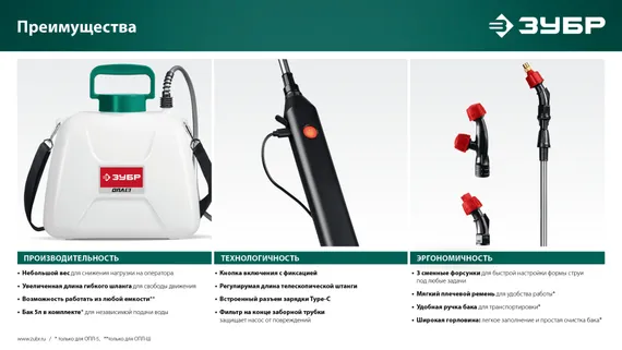 Аккумуляторный опрыскиватель ЗУБР без бака, (ОПЛ-Ш)