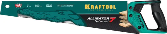 KRAFTOOL Alligator Universal 7, 550 мм, 7 TPI, 3D зуб, универсальная ножовка (15004-55)