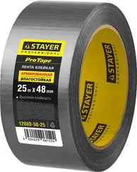 STAYER 48 мм, 25 м, серебристая, армированная лента, Professional (12080-50-25)