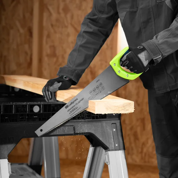 Ножовка по дереву"Зубец" для точных пильных работ, 450 мм, каленый зуб 2D, 14 TPI, двухкомпонентная рукоятка Сибртех