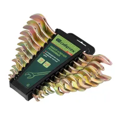 Набор ключей рожковых 6-32 мм, 12 шт, желтый цинк Сибртех