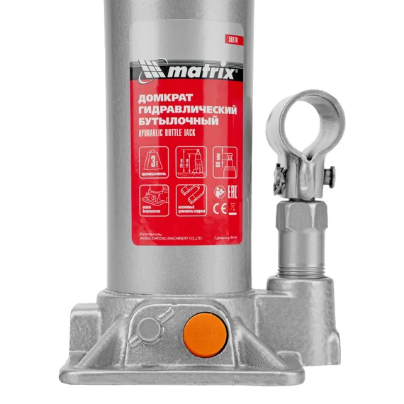 Домкрат гидравлический бутылочный, 3 т, h подъема 178-343 мм, в пластиковом кейсе Matrix