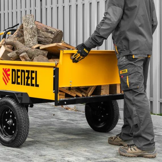 Прицеп для мотоблока TT-500, оцинк., груз. 500 кг, рег. сцепка, колеса 4.00-10, в упаковке Denzel