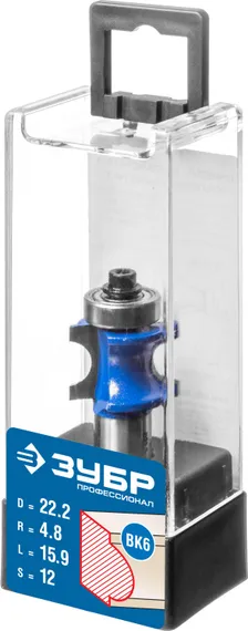 ЗУБР 22.2 x 25.4 мм, радиус 4.8 мм, фреза полустержневая с подшипником, Профессионал (28722-22.2)