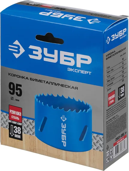 ЗУБР 95 мм, сталь Р6М5, биметаллическая коронка (29531-095)