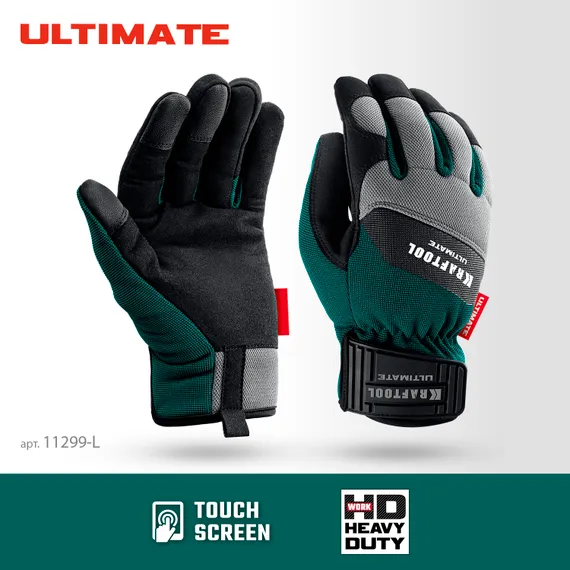 KRAFTOOL ULTIMATE р.L (9), профессиональные комбинированные перчатки, работа с сенсорными экранами (11299-L)