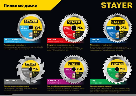 STAYER Expert, 190 x 30/20 мм, 48Т, точный рез, пильный диск по дереву (3682-190-30-48)