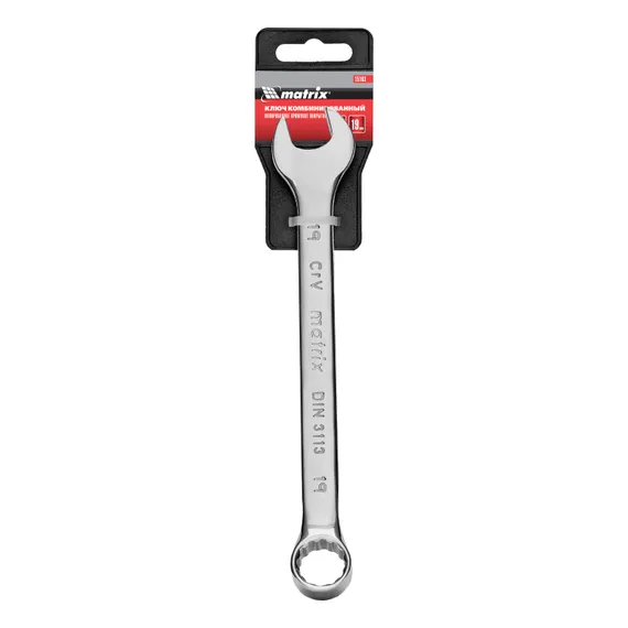 Ключ комбинированный, 19 мм, CrV, полированный хром Matrix