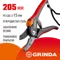 GRINDA G-28, 205 мм, углеродистая сталь, закаленные лезвия, тефлоновое покрытие, двухкомпонентные рукоятки, контактный секатор (8-423203)