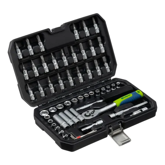 Набор инструментов, 1/4", пластиковый кейс 56 предметов Сибртех