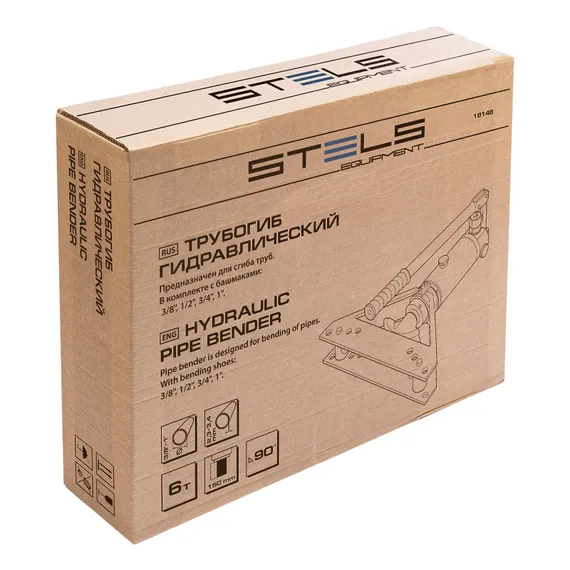 Трубогиб гидравлический горизонтальный, 6т, башмаки 3/8"–1", в металлическом кейсе Stels