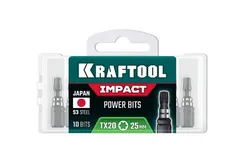 KRAFTOOL Impact TX 20, 25 мм, 10 шт, ударные биты (26195-20-25-S10)