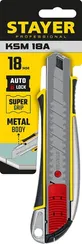 STAYER KSM-18A, 18 мм, металлический нож с автостопом, Professional (09143)