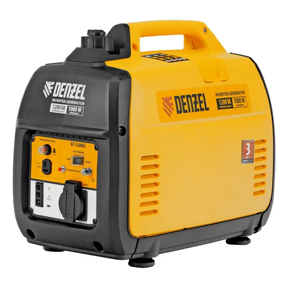 Генератор инверторный GT-1200iS, 1.2 кВт, 230 В, бак 2.4 л, закрытый корпус, ручной старт Denzel